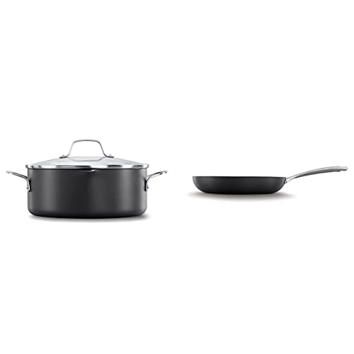 Calphalon Classic Hard-Anodized Nonstick Cookware, 5-Quart Dutch Oven With Lid & Classic Hard-Anodized Nonstick Cookware, 12-Inch Frying Pan #TOP10