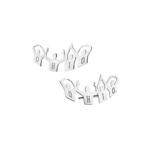 PicturesOnGold.com Officially Licensed Pair Of Ohio State Silhouette Earrings, Stainless Steel