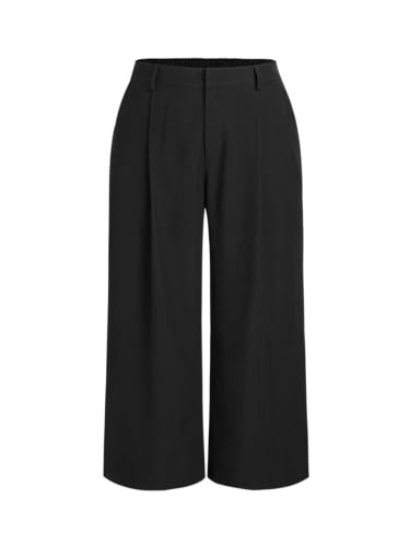 CIDER Mid Waist Pleated Pocket Wide Leg Pants Curve & Plus