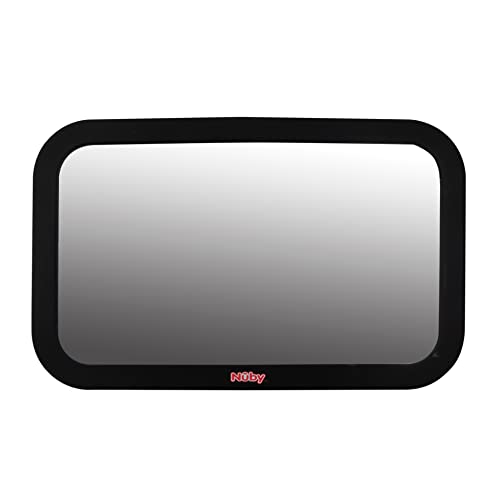 Nuby Adjustable Backseat Baby Mirror with Swivel Base for Easy Viewing, Quick Install, Shatter Resistant, Black