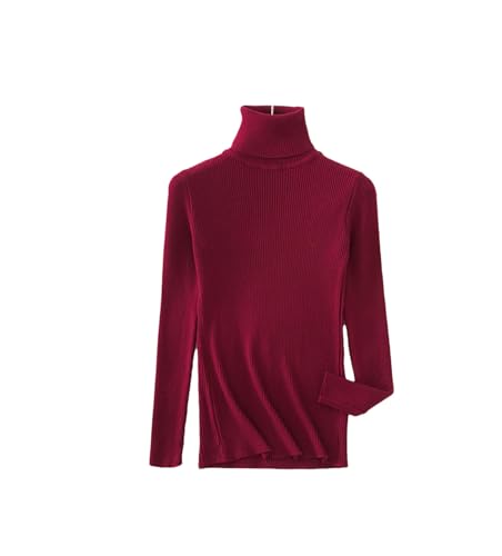 Korean Version of The High Neck Women's Fall and Winter Pullover Jumper Solid Colour Casual Slim Ribbed Knit Tops
