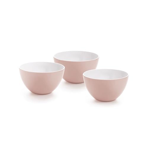Qdesign - Juego de 3 cuencos de melamina (12,5 cm) - Cuencos de material neutro y saludable - Tarros de cocina apilables - Ideal para guarniciones y postres - Rosa viejo