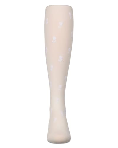 MeMoi Girls Opaque Rose-Pattern Flocked Tights4