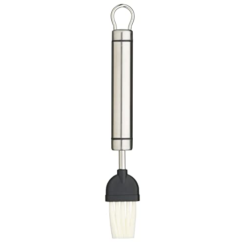 KitchenCraft Brocha profesional de nylon para empanar y glasear, acero inoxidable, 20 cm, plateada
