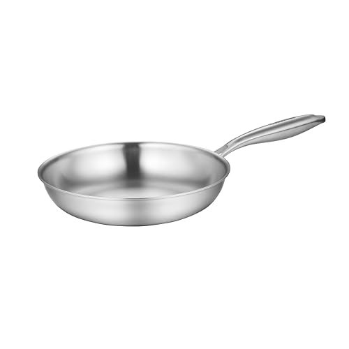Image of CookAnswer Tri-Ply Clad Stainless Steel 11-Inch Frying Pan,PFOA&PTFE Free Skillets,Works on Induction,Oven and Gas Cooktops