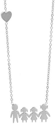 Colours & Beauty Collana Ciondolo Famiglia in Acciaio Inossidabile | Collana Con Famiglia Acciaio | Collana Family | Collana con Ciondolo Famiglia | Catenina personalizzata | Collana con la Famiglia