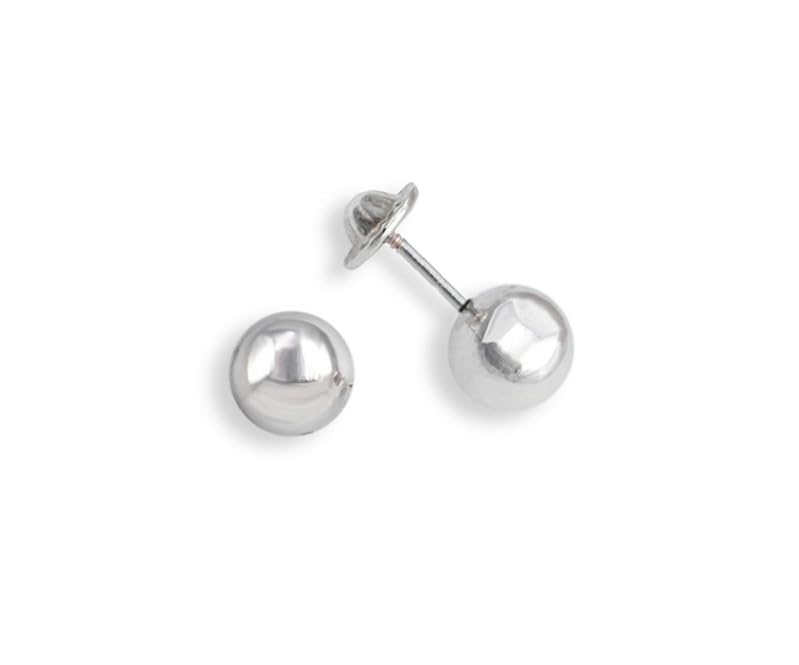 Turmalina   Pendientes bebe niña bola plateada de Plata de Ley 925, pendientes con bolas, tamaño de 5 mm, de la marca de joyería Turmalina by Martina