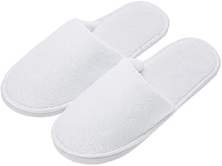 AhfuLife 10 Pairs of Hotel Slippers, Non-Disposable Two Size Combo Spa Slippers, Washable White Slipper for Spa, Party Guest and Travel Unisex (Medium + Large, White )
