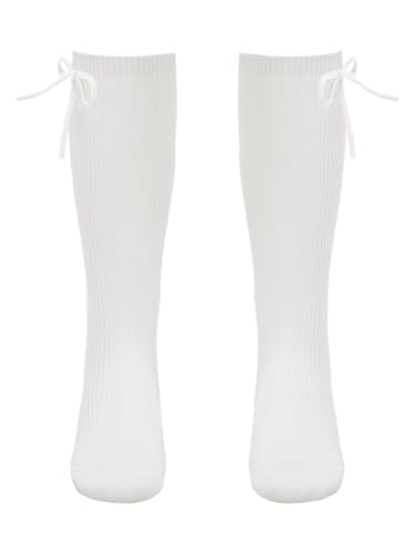 Hularka Baby Girls Stretchy Knee High Socks Cotton Newborn Infants Toddlers Cable Knit Tube Bowknot Stockings