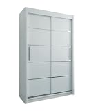 E- MEUBLES Armoire de Chambre avec 2 Portes coulissantes - Style Contemporain Penderie (Tringle) avec étagères (LxHxP): 120cmx200cmx62cm VENTILA 1 Blanc, 120cm