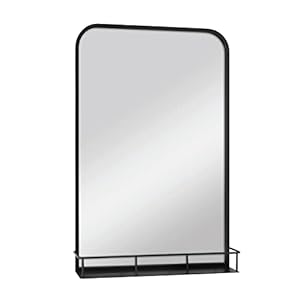 MCS Multifunction Large Wall Mirror with Shelf, 20×30 Inch, Black
