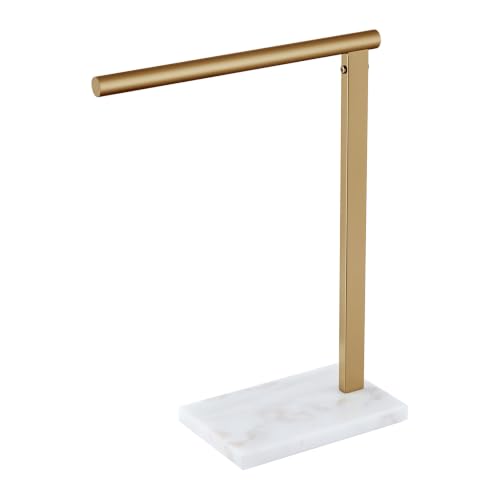 Image of KOKOSIRI Hand Towel Rack Free Stand Towel Holder with Steady Marble Base for Bathroom Vanity Countertop, Champagne Bronze Stainless Steel 15.7'' Height THS0006-CPG