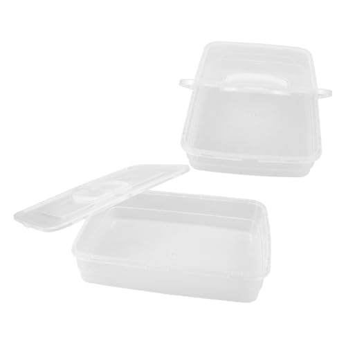 SOLUSTRE 2pcs Stackable Pizza Proofing Trays with Lid Storage Container for Optimal Fermentation for Pizza and Bread Convenient Handle for