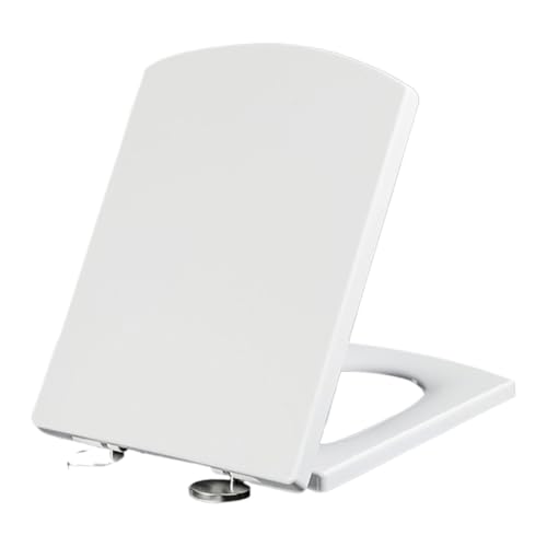 DXZXDJIU Sedile WC con Chiusura Ammortizzata, Sedile Leggero Bianco Sedile Quadrato Deluxe Sedile Quadrato Fisso Superiore con ribalta e Cerniera Regolabile