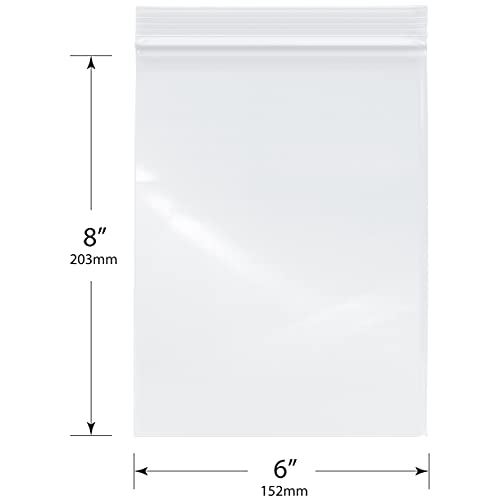 Plymor Heavy Duty Plastic Reclosable Zipper Bags, 4 Mil, 6" X 8" (Pack Of 100) #TOP1