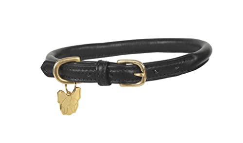 Digby & Fox Rolled Leather Dog Collar (Large, Black)
