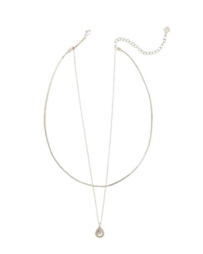 Kendra Scott Gold Layered Necklace, Dichroic Glass Teardrop Pendant, Multi-Strand Chain2