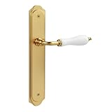 -1980-MADERAS CAMACHO SUMINISTROS INDUSTRIALES Juego de manillas de placa porcelana modelo Delbas en Latón Pulido