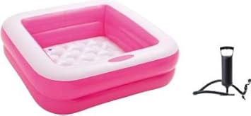 mQFIT Summer Special 3.5 feet Rectangular Inflatable Kid Swimming Pool with Air Pump, Bath tub, Water Pool for Kids Pink Color