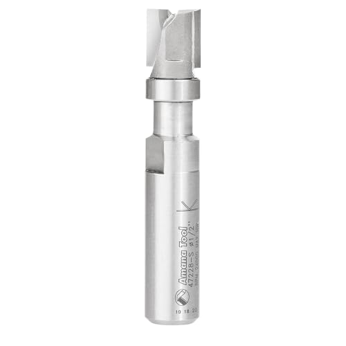 Image of Amana Tool 47228-S Carbide Tipped Flush Trim Plunge Template 1 /2 D x 1 /2 Inch CH x 1 /2 SHK w /Upper Ball Bearing Router Bit
