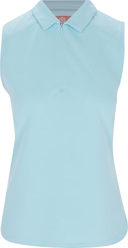 Ben Hogan Women's Ventilation Solid Sleeveless 1/4 Zip Polo - Waterspout XS