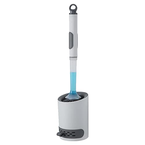 Escobillas de inodoro de silicona, limpiador de escobillas, cepillo de inodoro de silicona y soporte con dispensador de jabón, kit de limpieza de cepillo de inodoro antideslizante de mango largo para