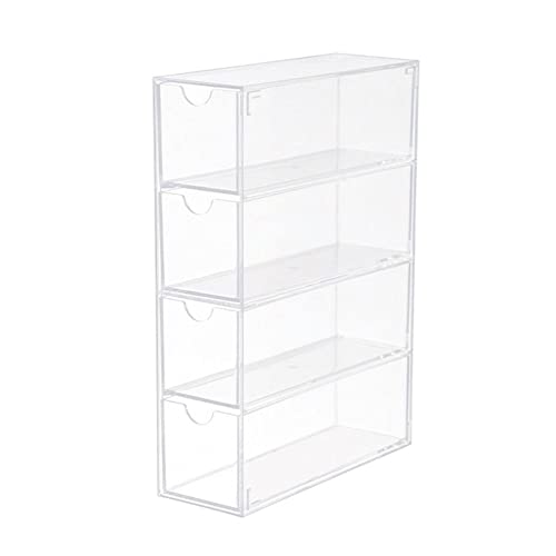 NORK Organizador de gafas de acrílico con 4 cajones, caja de almacenamiento apilable transparente para joyas, pulseras, reloj, cosméticos, anillos, pendientes, artículos pequeños Cover