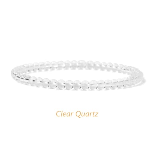 Self-Discovery Mala 4mm Round Gemstone Beaded Bracelet for Women – Classic Smooth Stretch Stackable Crystal Jewelry (Multiple Colors Available) (Clear Quartz) by Self-Discovery Mala - Used condition - Image 2