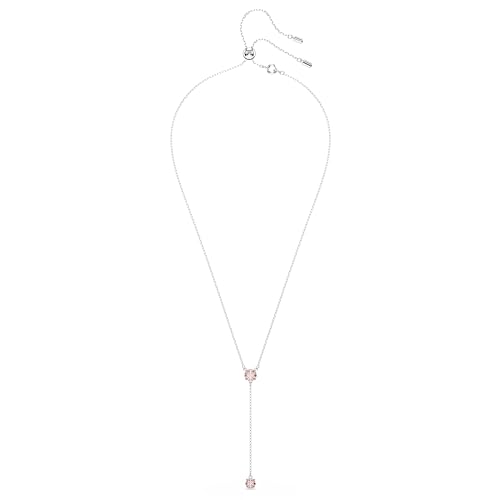 Swarovski Attract Crystal Y Necklace, Round Cut, Blue & Pink Stones, Rhodium Finish, Part of the Attract Collection2