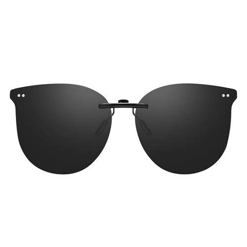 Polarized Cat Eye Clip On Sunglasses for Women Over Prescription Glasses UV Protetion Rimless Non-Flip Up SG3167