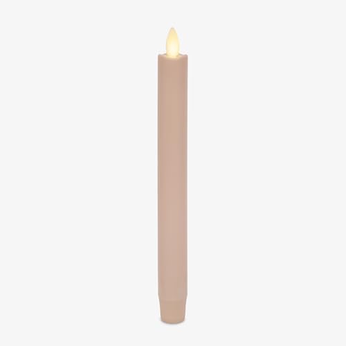 Image of Luminara Flameless Candle Taper (1 inch x 9.5 inch) Melted Top Real Wax Unscented Remote Ready Timer (Dusky Rose)
