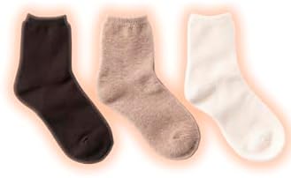 （04:00時点） [ホカロン] 靴下 レディース あったか 冬 吸湿発熱 防寒 パイル ソックス 抗菌防臭 22.5-25cm バニラ・モカ・ブラウン 3足セット