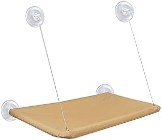 RtottiM Window Mounted Cat Basking Hammock Cat Bed Window Hammock with Suction Cups Pet Cat Window Hammock Perch Bed Cat Hammock Window Seat for Any Cats 20Kg - Brown