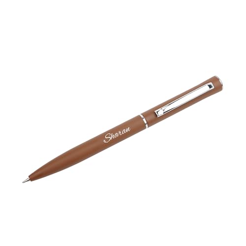 Image of YOUR GIFT STUDIO Personalized Pen with Name Engraved I Metal Classy Customized Roller Ball Pens I Comfortable to Hold & Write I Gift for Men & Women Birthday Corporate Gifting (Brown)