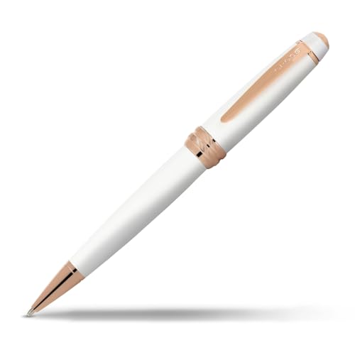 Image of Cross Bailey White & Rose Gold Refillable Ballpoint Pen - Medium Point, Black Ink, Smooth Writing, Presented in a Premium Gift Box