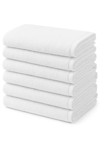 BIOLINEN White Bath Towels - Pack of 6 | Ultra Soft, Highly Absor...