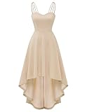 DRESSTELLS Damen Ärmellos Cocktailkleider Maxi Lang Ballkleid Chiffon Spitzen Brautjungfernkleider Hochzeitskleider für gäste Bodenlang Brautkleid Champagne M