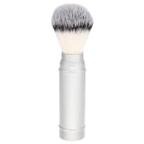 POPETPOP Spazzola da Barba da Viaggio Pennello da Barba Portatile in Metallo e Fibra Argento per Uomo e Creare Schiuma Ricca Uso Viaggio e Salone