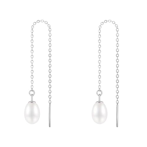 Boucle d'oreille argent 925 longue pampille anti-allergie boucles pendantes perle