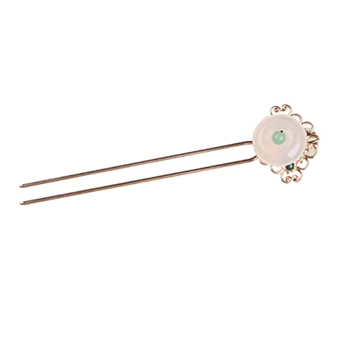 LALADEFIEE 1個 ヘアピン シニョンかんざしピン 翡翠の髪箸 着物ヘ ック ヴィンテージフラワーヘ ック U字かんざし 女の子の髪飾りアクセサリー 女の子の頭飾り 白瑪瑙