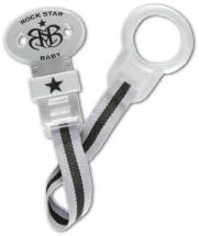 ROCK STAR BABY by Tico Torres - Silicone Orthodontic Baby Pacifier - Size 2 for 6-18 months - 2 Pack - Soother with travel cover - Heart & Wings, silver