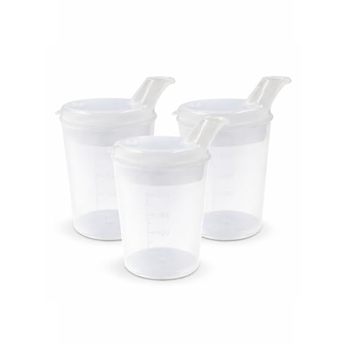 EMYU Schnabelbecher Erwachsene 250 ml 3er Set Trinkbecher mit Deckel Trinkhilfe für Senioren auslaufsicher Pflege Trinkbecher mit Messskala spülmaschinengeeignet