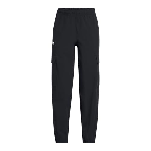 Under Armour Girls' Rival Woven Cargo Pants, (001) Black / / White, Youth X-Large
