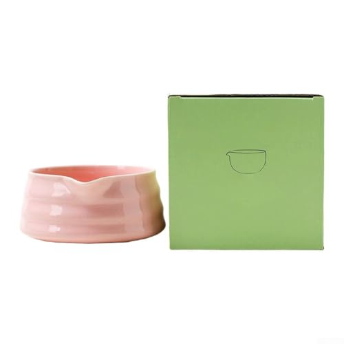 Honseadek Cuenco de té japonés hecho a mano con boquilla, hecho a mano en loza de alta calidad, ideal para la preparación de matcha en el hogar u oficina (rosa)