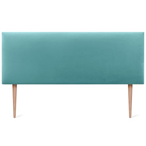 DHOME Cabecero de Terciopelo Liso con Patas Alta Gama Moderno Cabezal Tapizado Cama Lujo Dormitorio Acolchado (Turquesa, 135cm)
