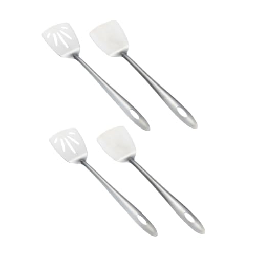 Homoyoyo 4 piezas Espátulas de Acero Inoxidable para Cocina Utensilios Prácticos con Diseño Ranurado y para Uso Hogar Hotel y Restaurante Resistentes y Fáciles de Almacenar