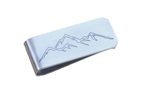 Personalized Mountain Money Clip, Lots of Different Mountain Designs, Various Metals to Choose, Wording can be added to bothsides