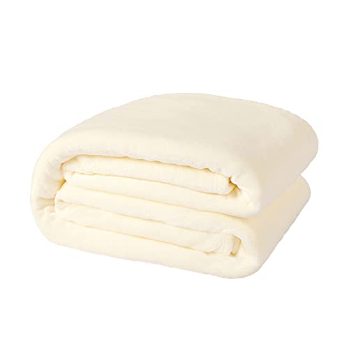 Image of NANPIPER Fleece Blankets, Super Soft Flannel King Size Blanket for Bed, Luxury Cozy Microfiber Plush Fuzzy Blanket,Ivory White