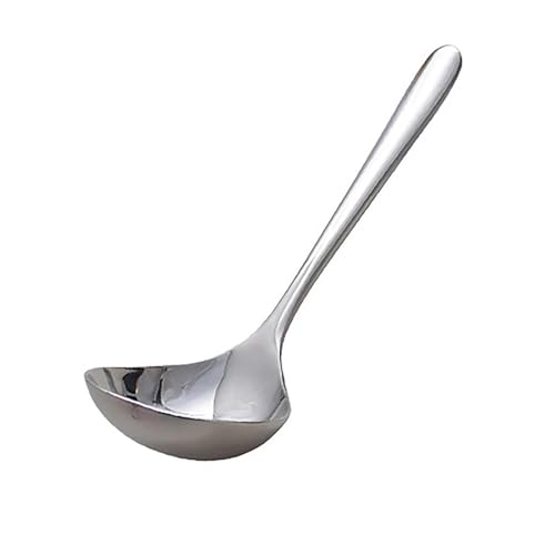 Cuberterías combinadas 1 × cuchara redonda de cabeza grande de acero inoxidable, red dorada roja for cena, cucharas de postre agitadoras con mango largo for accesorios de cocina, Gadgets(Silver)