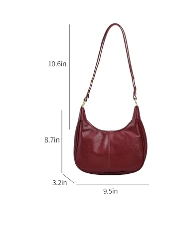Image of Small Hobo Bags for Women Leather Shoulder Bag | Retro Crescent, Crossbody bag, Trendy Purses, Zipper